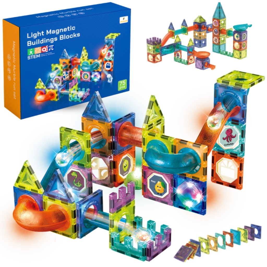 Set 70 Mattoncini Magnetici Montessori STEM – Forme E Colori Vivaci Per Costruire 2D E 3D, Giocattolo Educativo Per Bambini 3-7 Anni, Regalo Natale