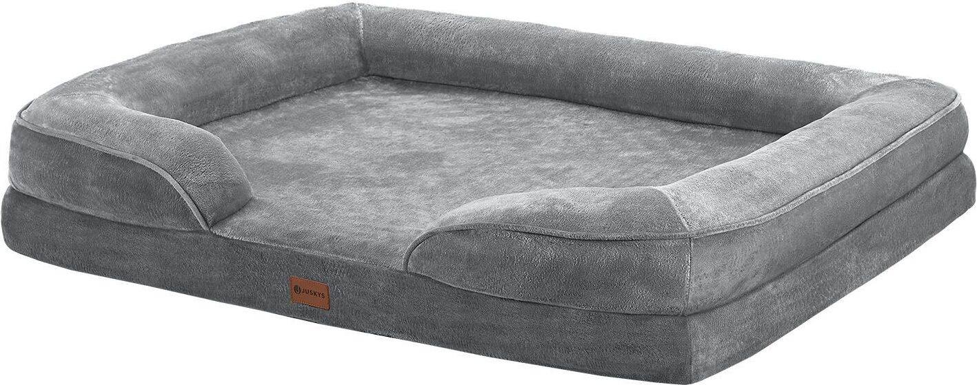Juskys Hundebett Sheena XL orthopädisch, waschbar & rutschfest – 105 x 82 x 17 cm– Hundesofa flauschig große Hunde Grau – Haustierbett Hundesofa 26593