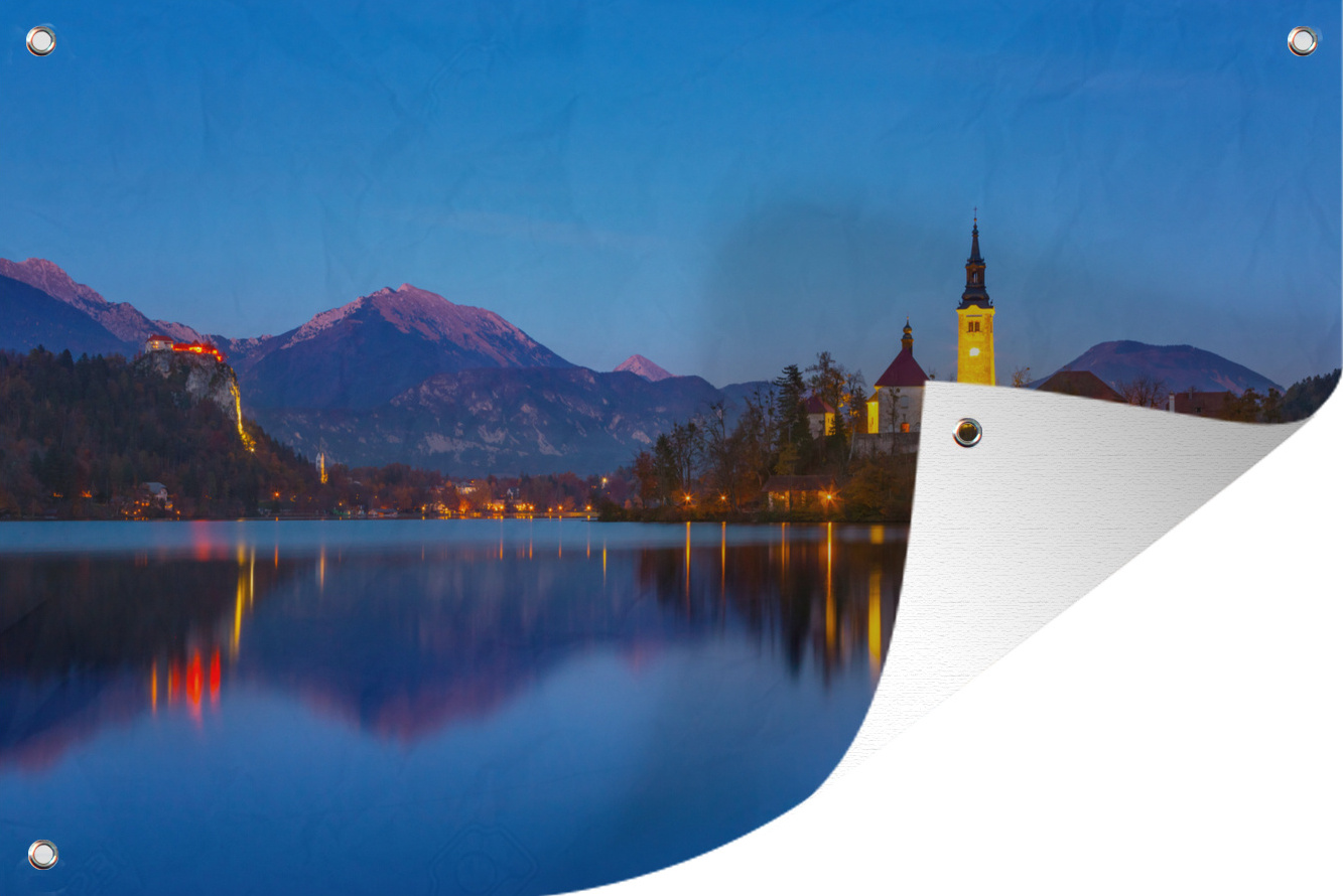 MuchoWow® 90x60 cm Outdoor-Poster Gartendeko Sichtschutz Garten Poster für den Garten See - Slowenien - Insel 133|1287546