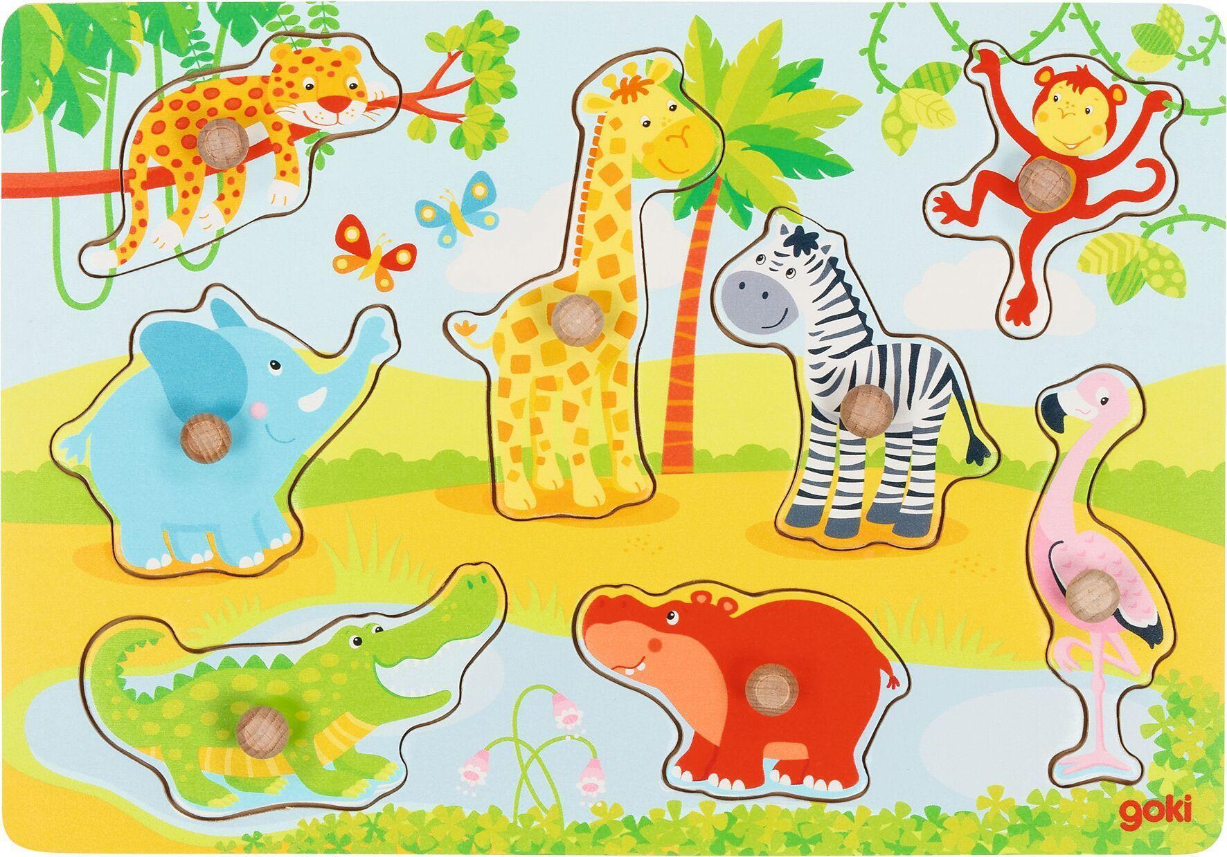 GOKI Holzpuzzle Afrikanische Jungtiere 57397