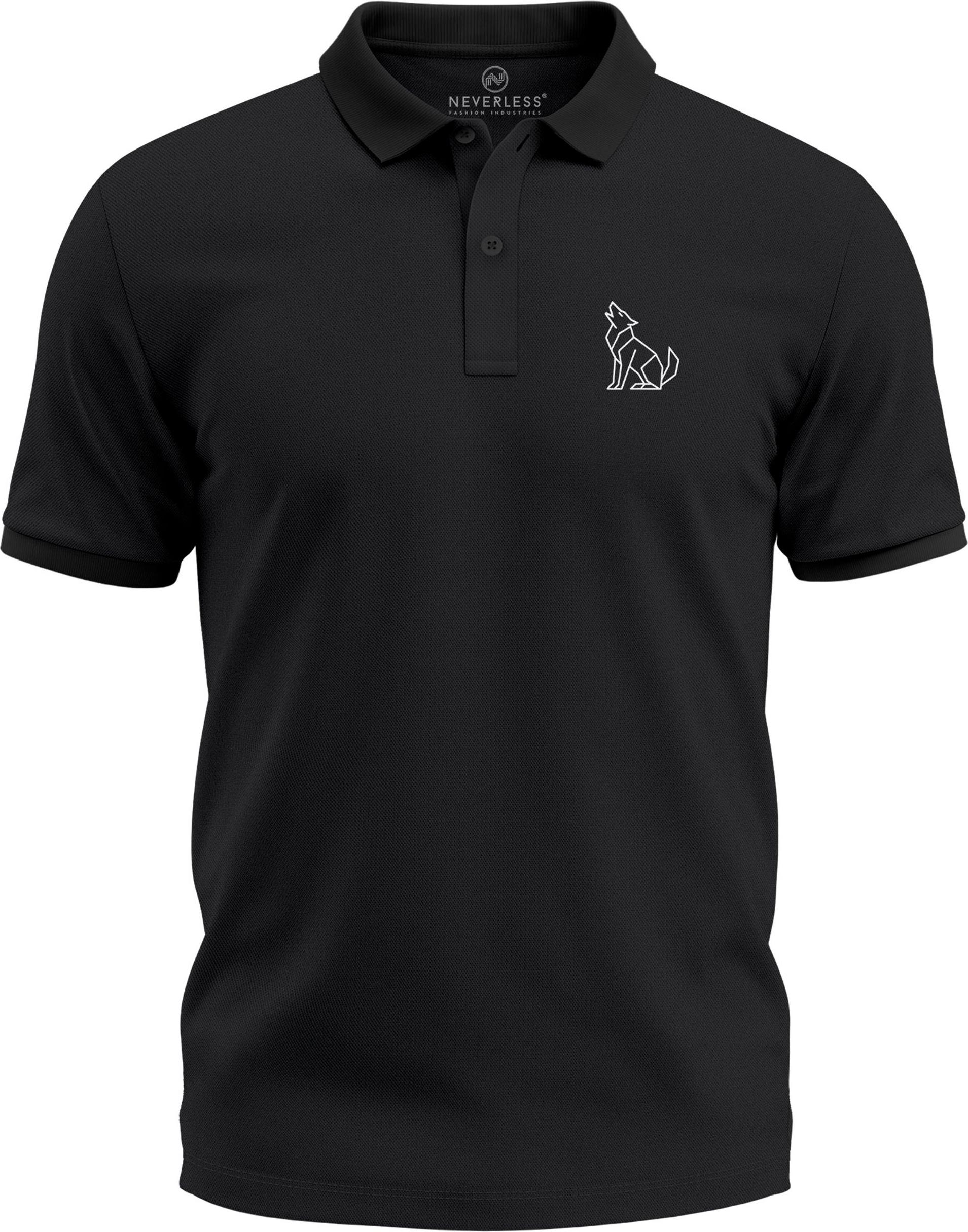 Poloshirt Herren Tierlogo im Polygon-Stil Wolf– Kurzarm Polo Sommer Outdoor Fashion Modern Fit Neverless® 278284