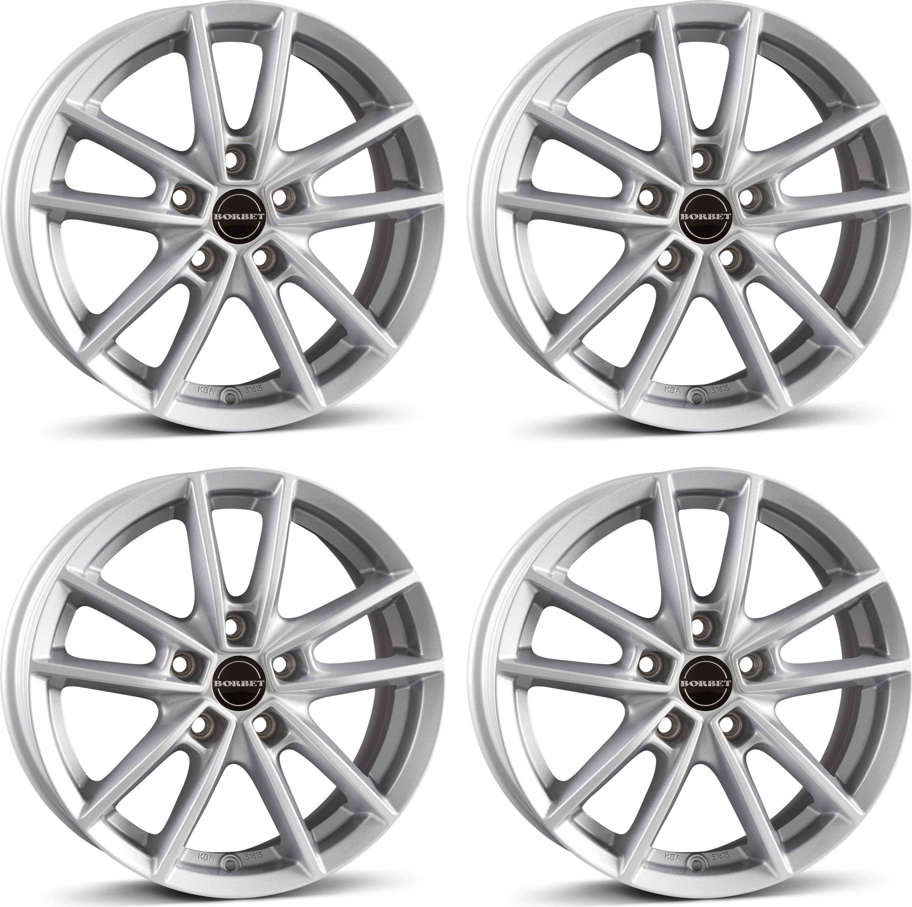 4 Borbet Felgen W 8.0x18 ET44 5x112 SIL für VW Beetle Caddy California e-Golf Eos Golf ID.3 Jetta Passat Phaeton Sharan T-Roc Tiguan Touran 4-W 80844112566,5CS/T