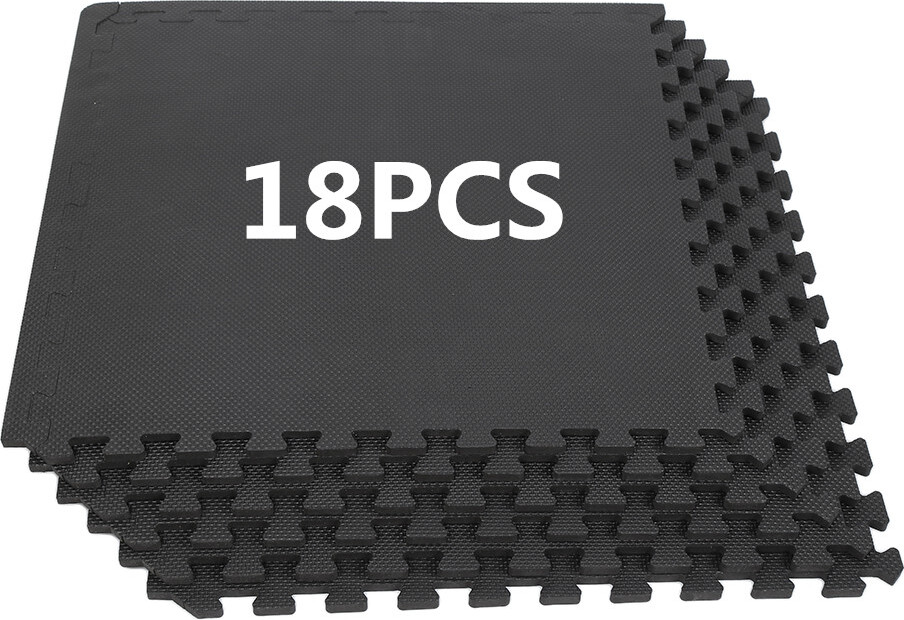 JEOBEST 18x EVA Schutzmatten Schutzmattenset Bodenschutzmatten Fitnessschutzmatten Trainingsmatten Unterlegmatten Sets in schwarz 60x60cm 581687