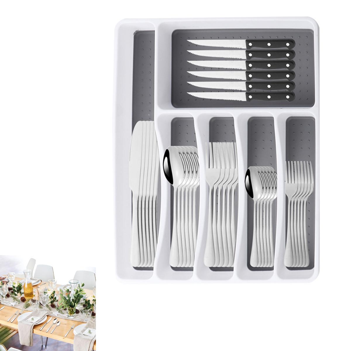 Novzep 49-tlg. Besteckset aus Edelstahl, Western Steakmesser, Gabeln & Löffel, Dessertbesteck, Obstmesser, Spiegelpoliert, inkl. Aufbewahrungsbox/Geschenkbox KAUF-ALRI-KF2073-018
