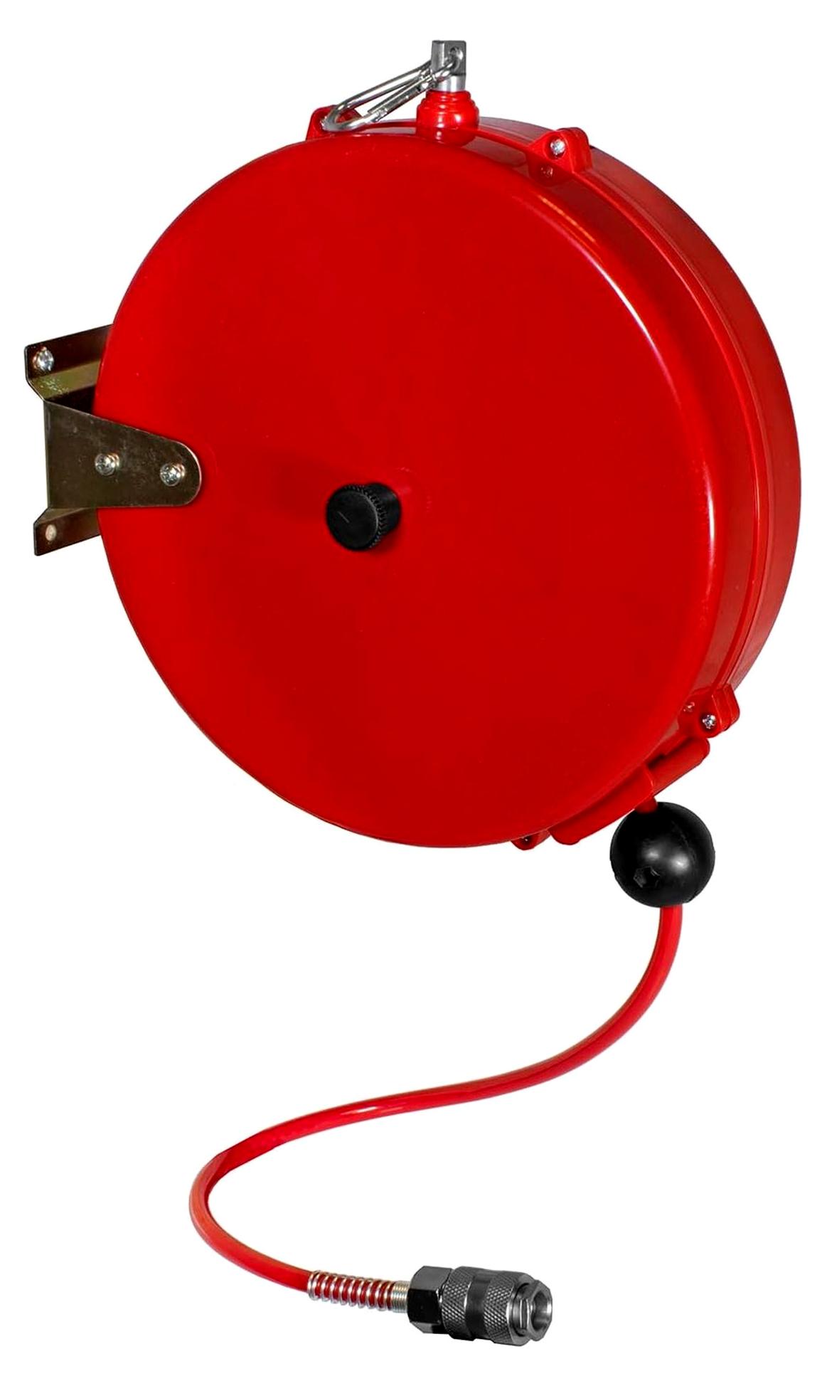 Markenlos Automatischer Druckluftschlauchaufroller 10m 1/4" mit Wandmontage und automatischem Einzug - Rot