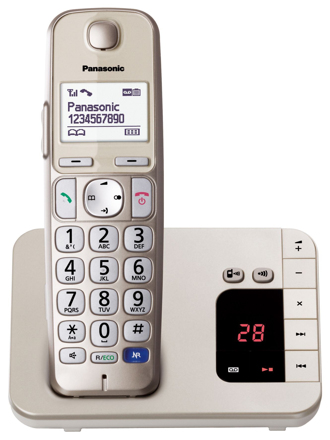 Panasonic KX-TGE220GN Schnurlostelefon Seniorentelefon mit AB, Farbe: Gold