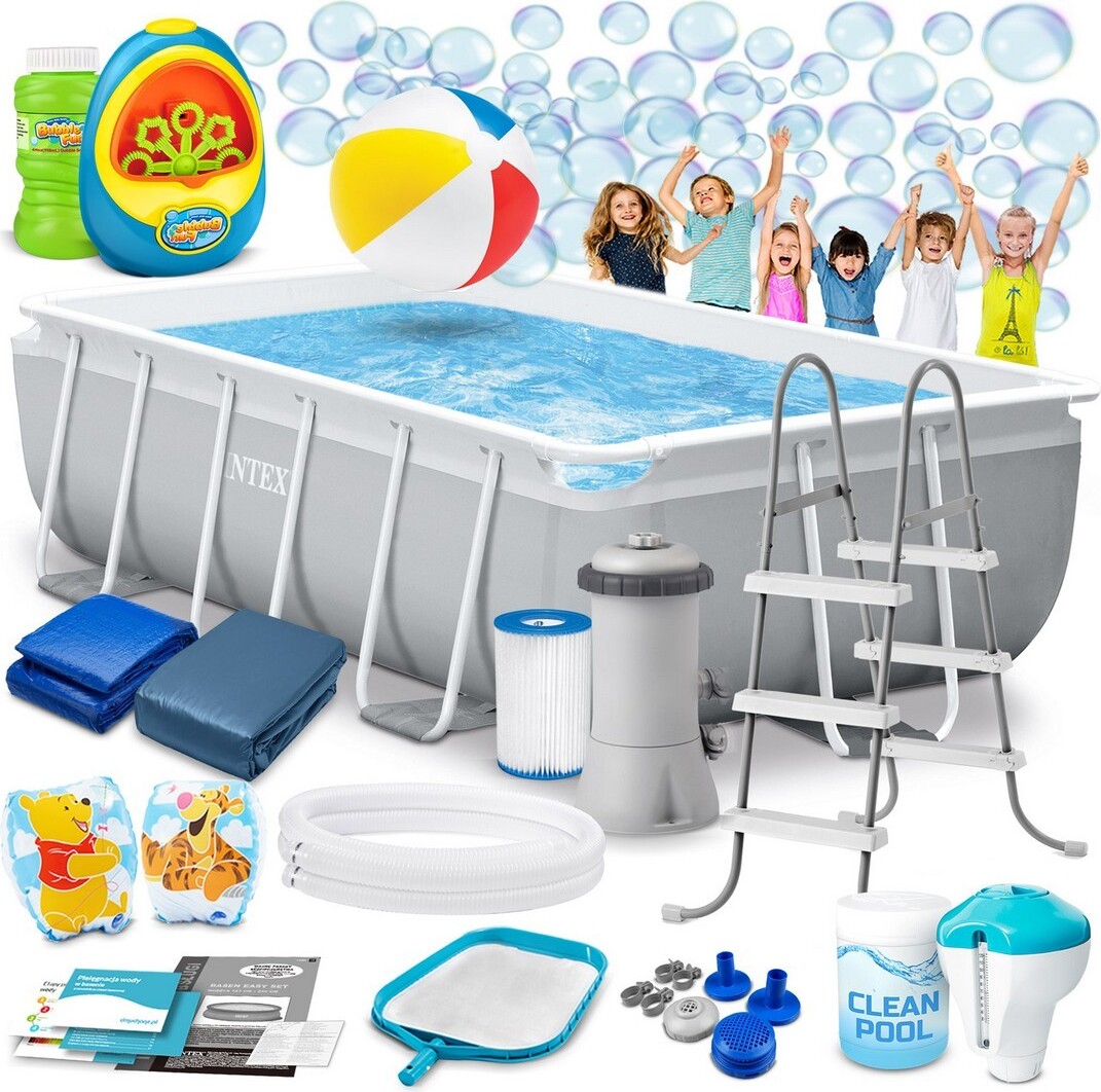 Frame Gartenpool 300 x 175 x 80 cm 18 in 1 INTEX 26784 + Sprudelmaschine GRATIS