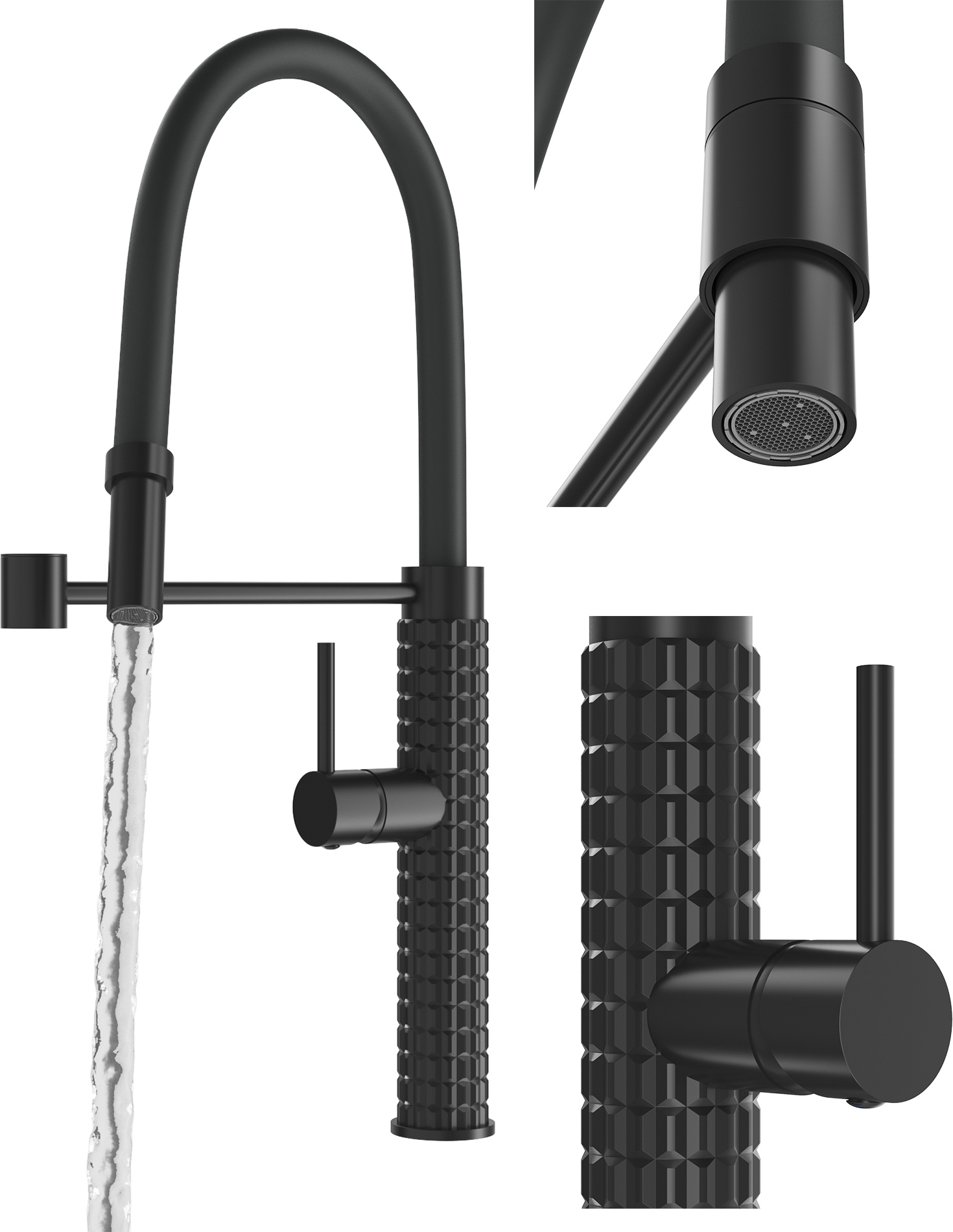 Küchenarmatur mit flexiblem Auslauf Schwarze Spültischarmatur Modern Fano