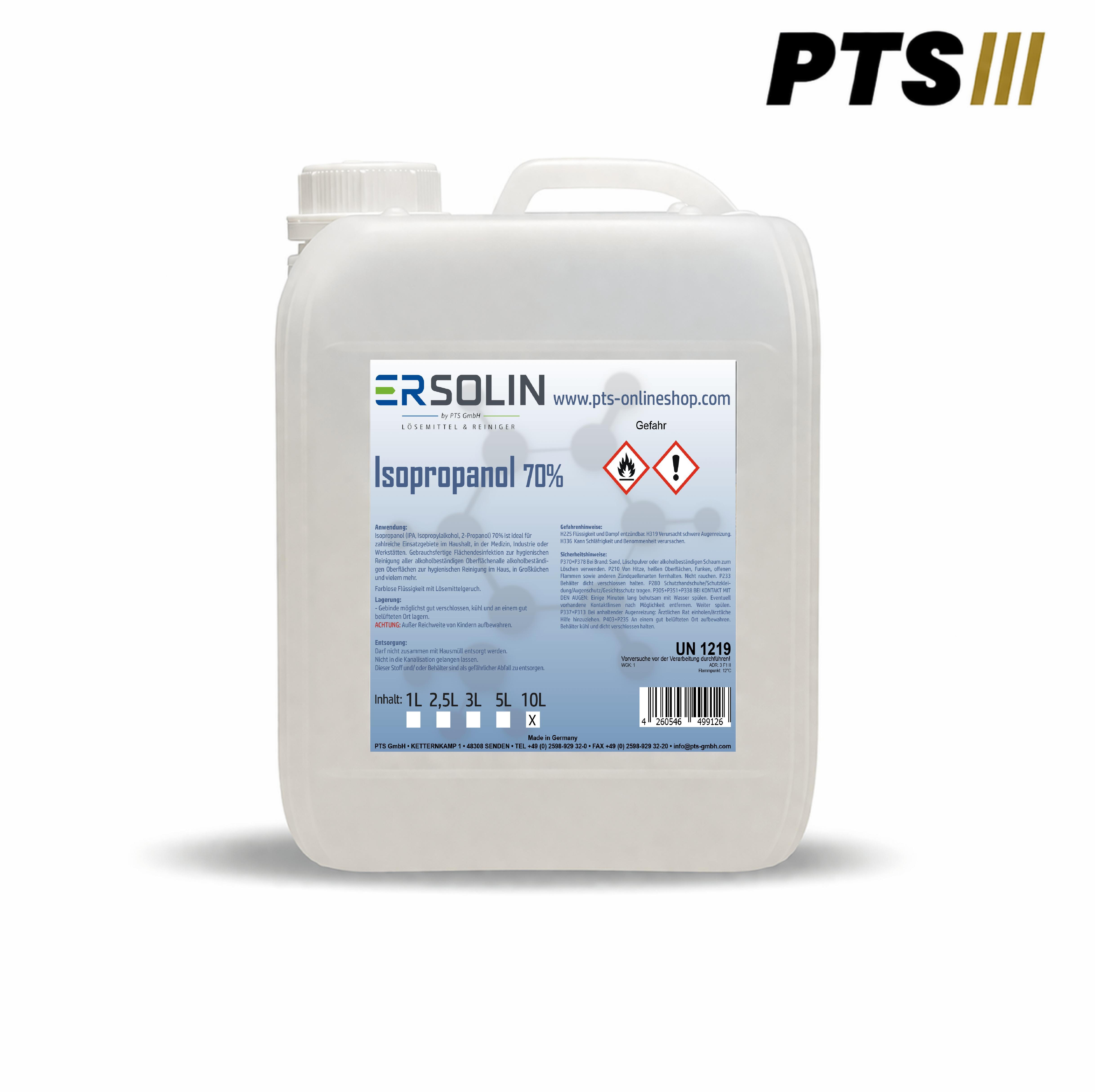 PTS GmbH Isopropanol 70% (IPA, Isopropylalkohol, 2-Propanol) 2 x 5 Liter (10 Liter) Kanister