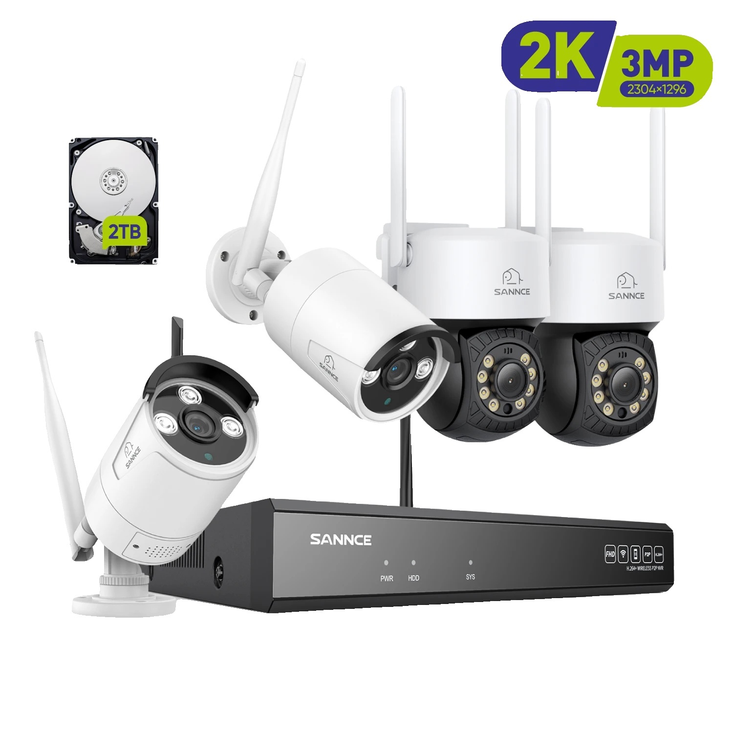 5MP bezdrôtový bezpečnostný kamerový systém, inteligentná detekcia AI, nahrávanie 24/7, 4 kusy 2TB