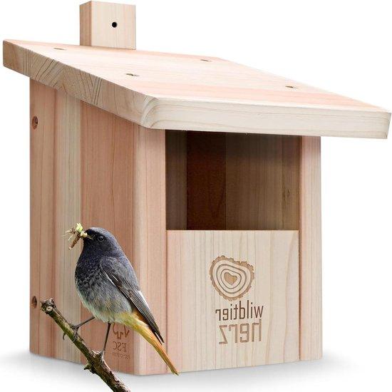 Famanu Vogelhaus Nistkasten für Halbhöhlenbrüter - aus massivem, unbehandeltem Holz - wetterfest SHSHOP