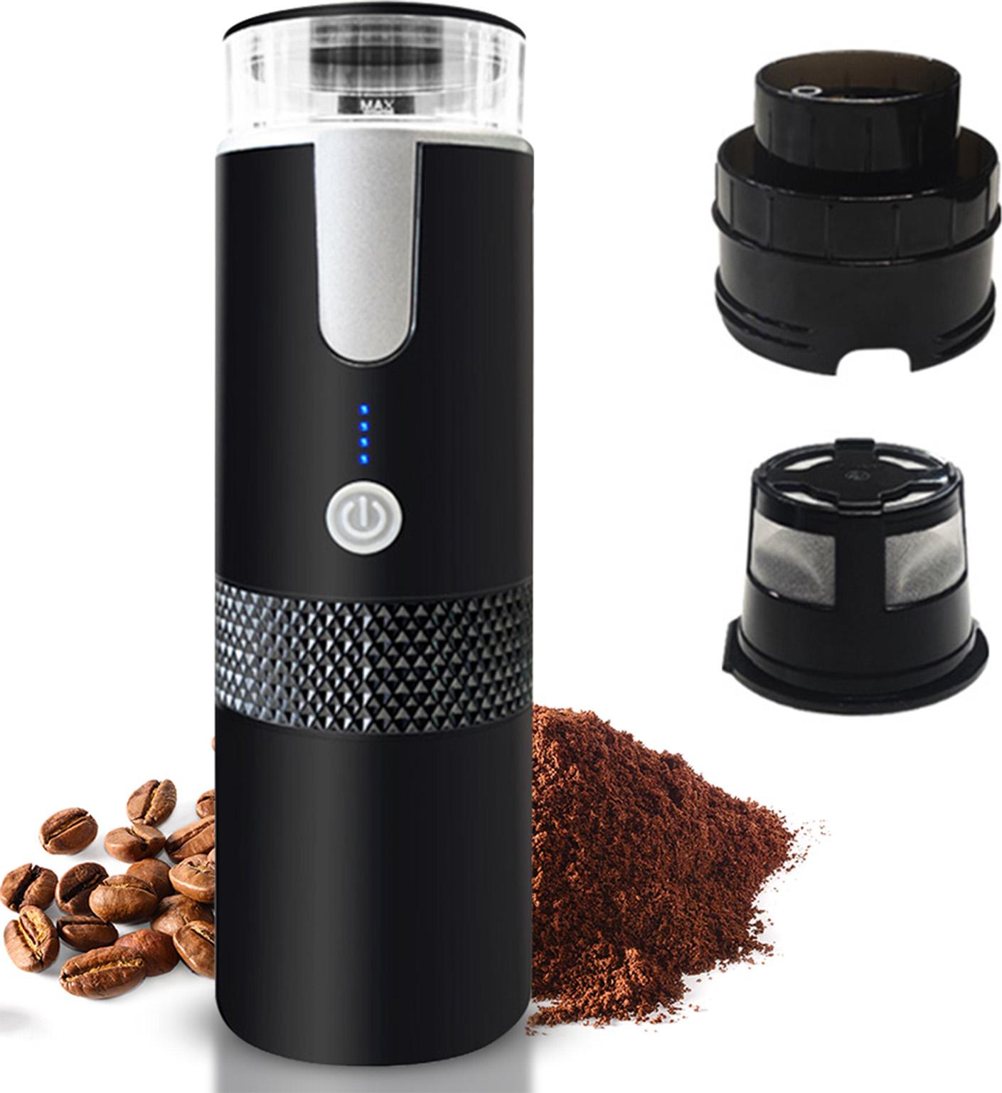 Prenosné elektrické kávovary Espresso 6oz Single Serve Mini kávovar s šálkou kávy prášok a kapsule Bin 1200mAh dobíjateľná batéria Automatické Brew pre kempovanie Cestovanie auto turistika kancelária (NIE funkcia ohrevu)