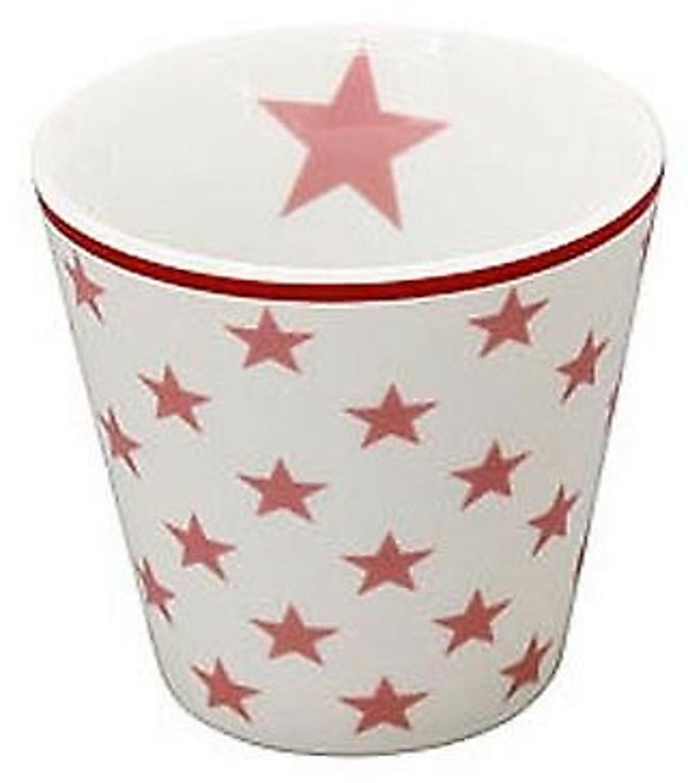 Krasilnikoff ESPRESSO Tasse STERNE Weiß / Rosa Porzellan Stern Becher Kaffee