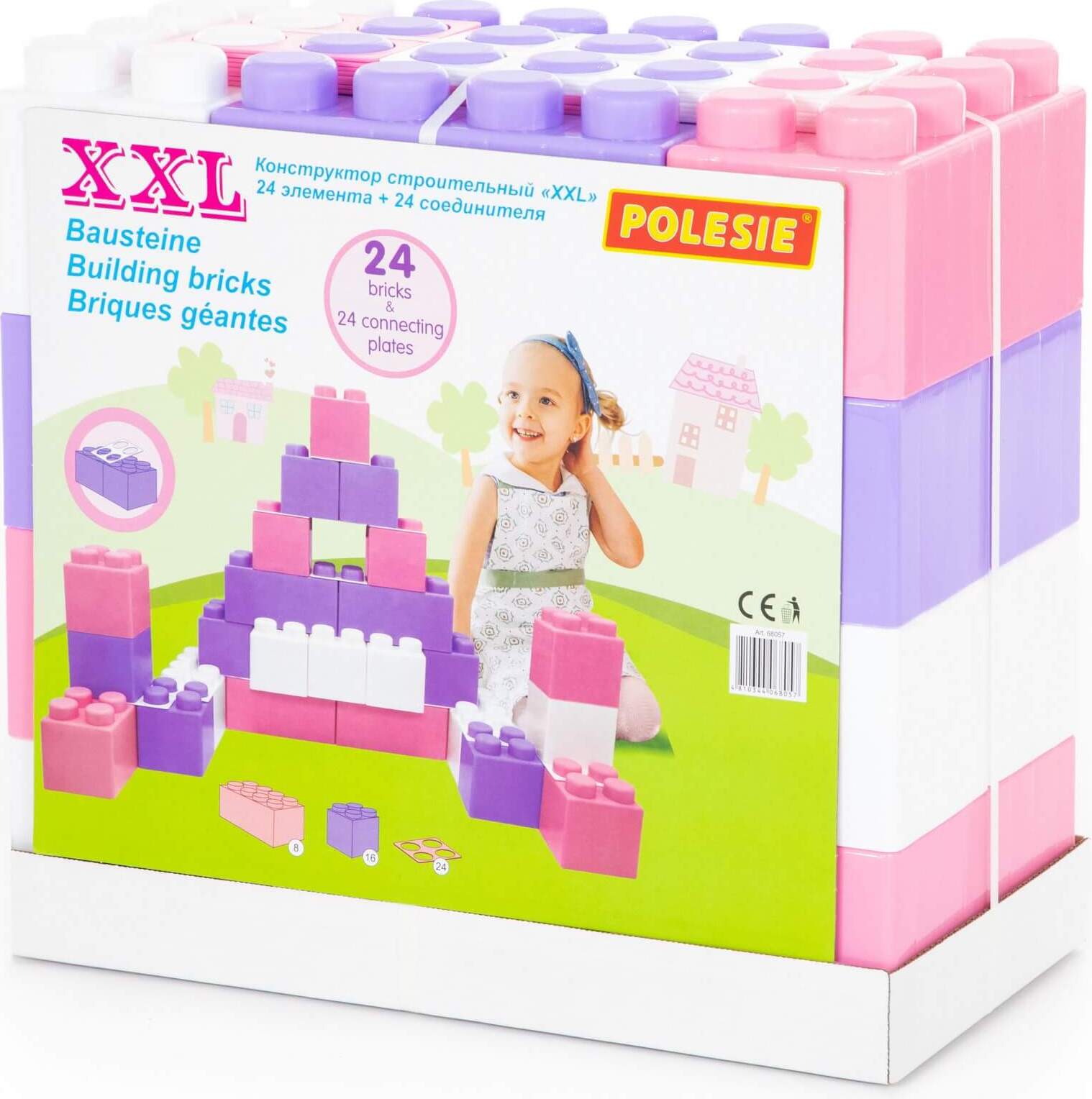 Polesie Bauklötze "XXL", 24 Elemente. (v2) + Anschluss für Blöcke (24 Elemente) 68057