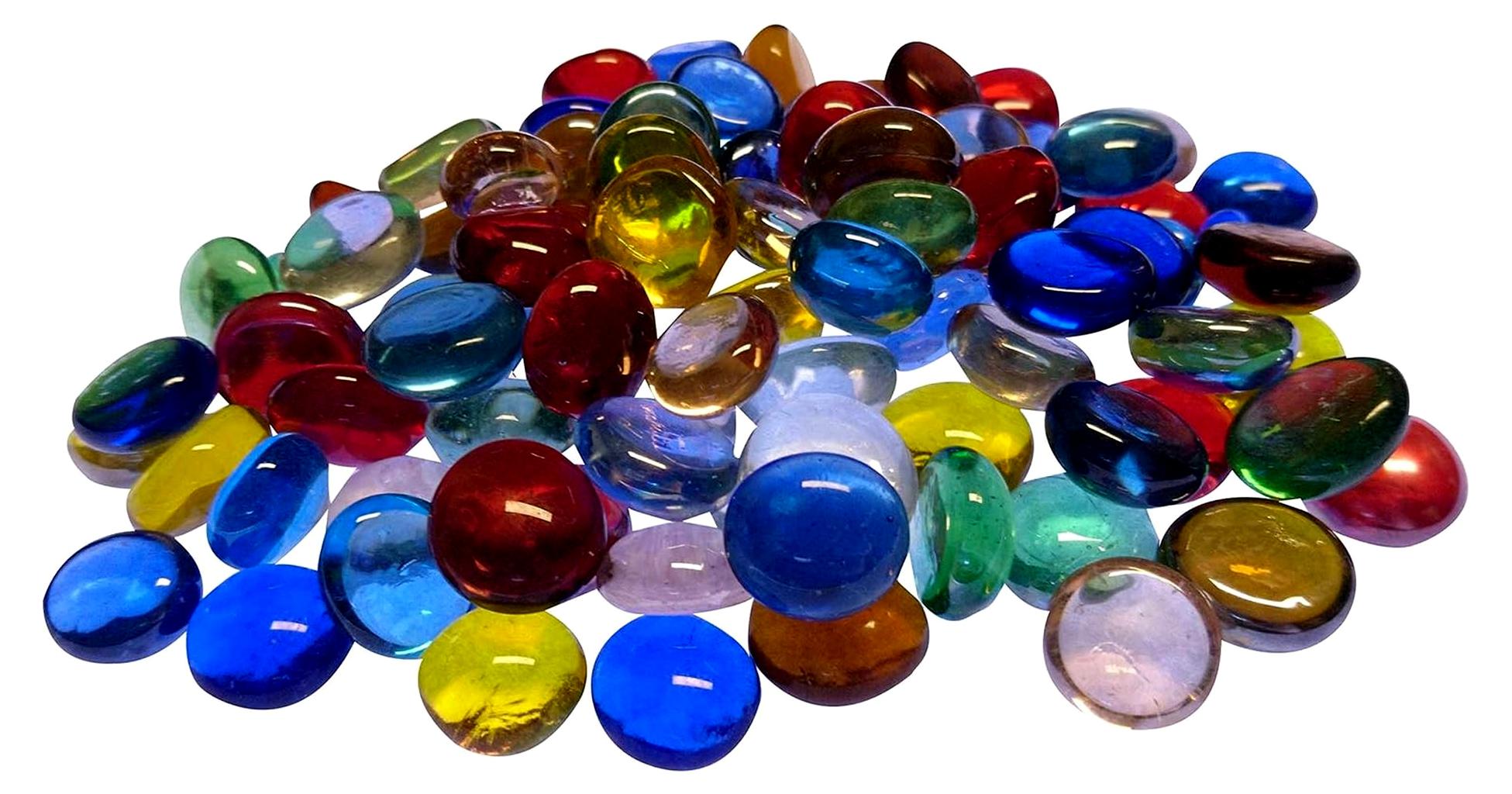 Markenlos 1 kg Glasnuggets 13-15 mm Bunte Muggelsteine Mix ca. 390 Stück