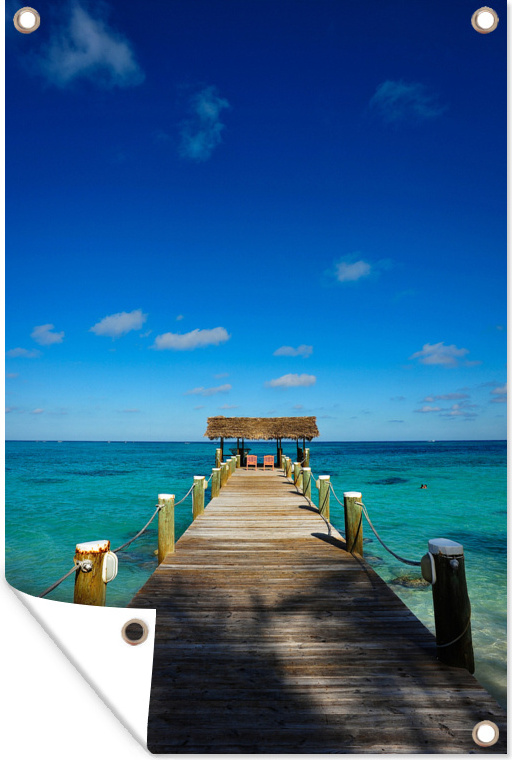 MuchoWow® 60x90 cm Outdoor-Poster Gartendeko Sichtschutz Garten Poster für den Garten Bootssteg auf den Bahamas 133|1284212