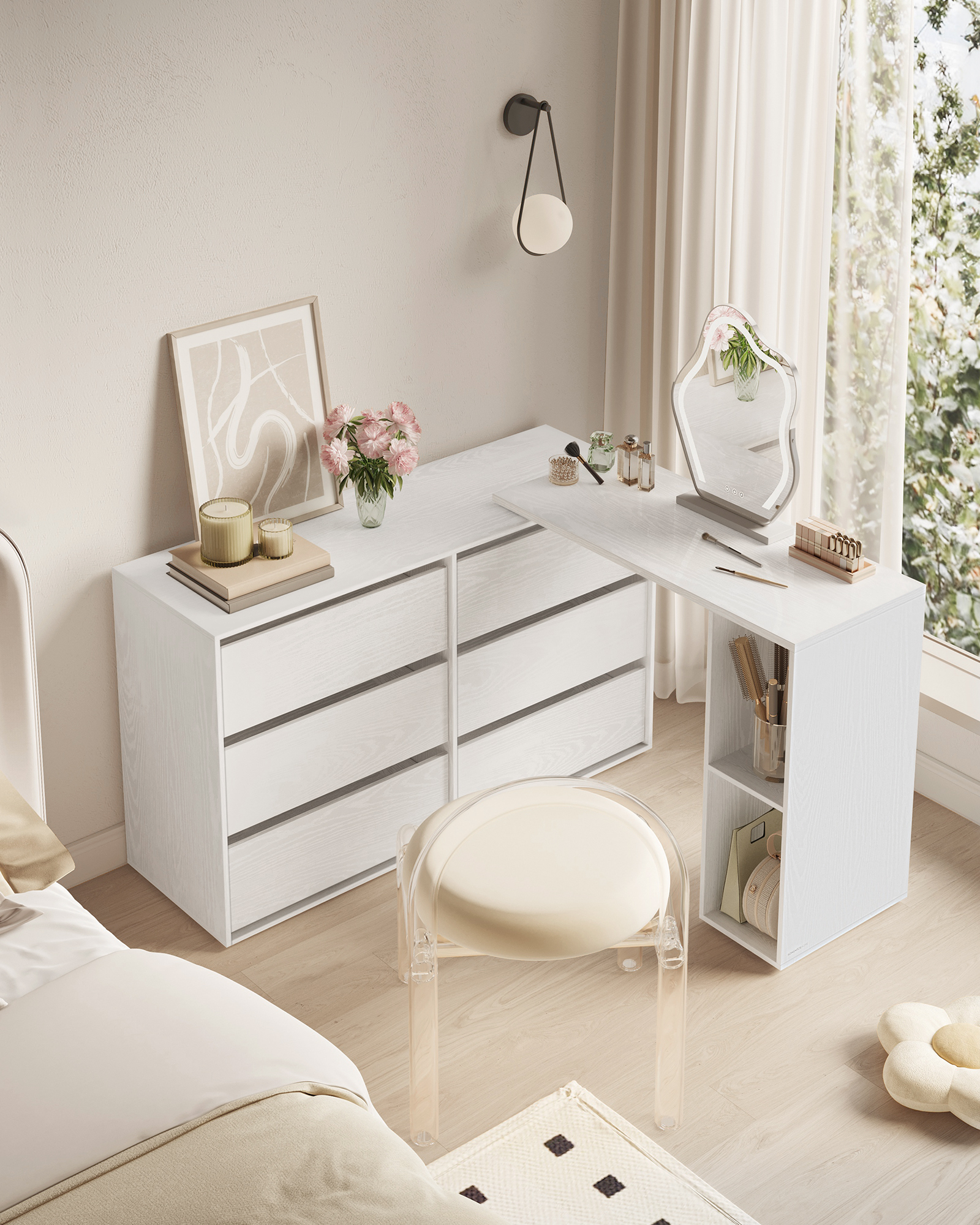 SONGMICS HOME Kommode, Schrank, Schminktisch mit Regal,