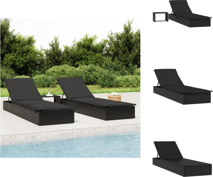 vidaXL Lehátko so stolíkom čierny polyratan - Lehátka