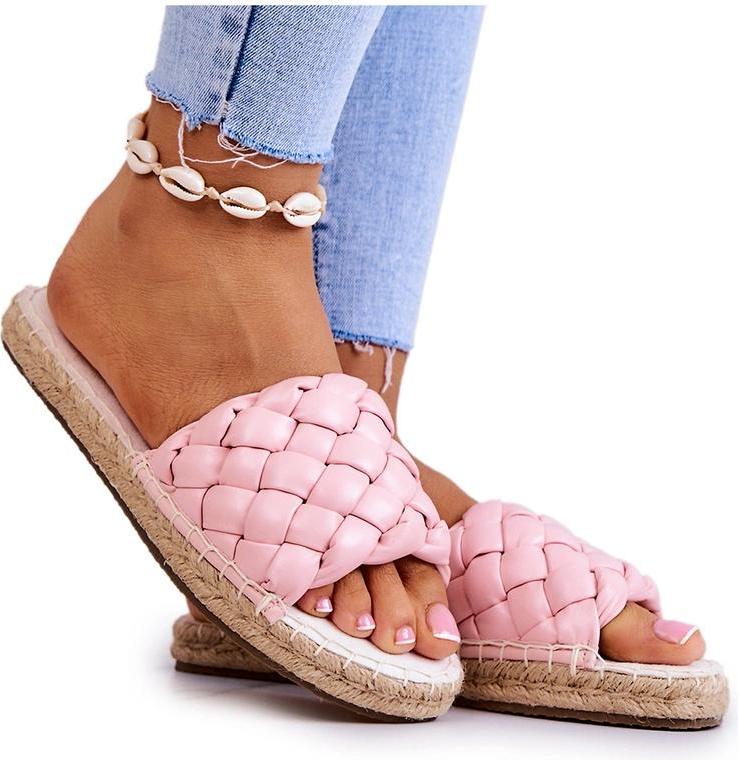 Big Star Shoes Rosafarbene geflochtene Flip-Flops Größe 38 mit rutschfester Sohle, 2 cm Plateau