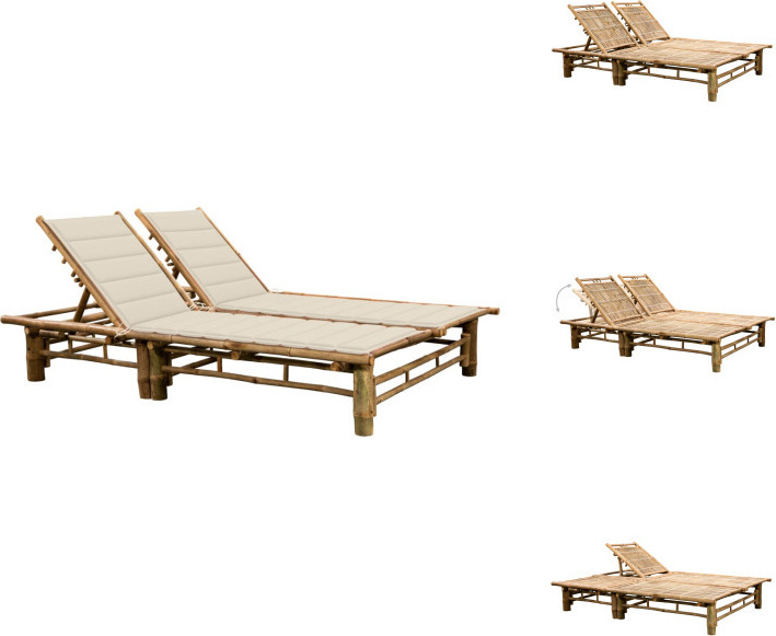 vidaXL Lehátko pre 2 osoby s bambusovými vankúšmi - Lehátka