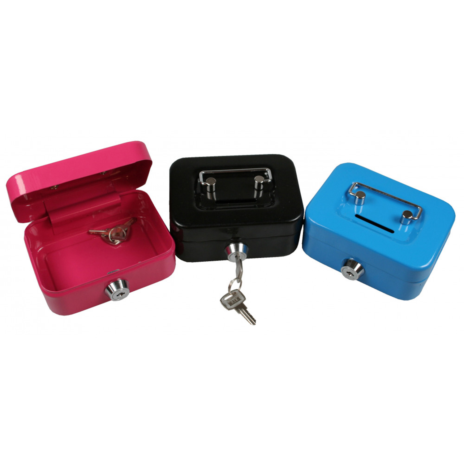 Kleine Geldkassette mit Schlüsselschloss Parrency tragbare Metall-Spardose mit doppelter Schicht und 2 Schlüsseln für Sicherheit 15,2 x 12,7 x 7,6 cm xs blau