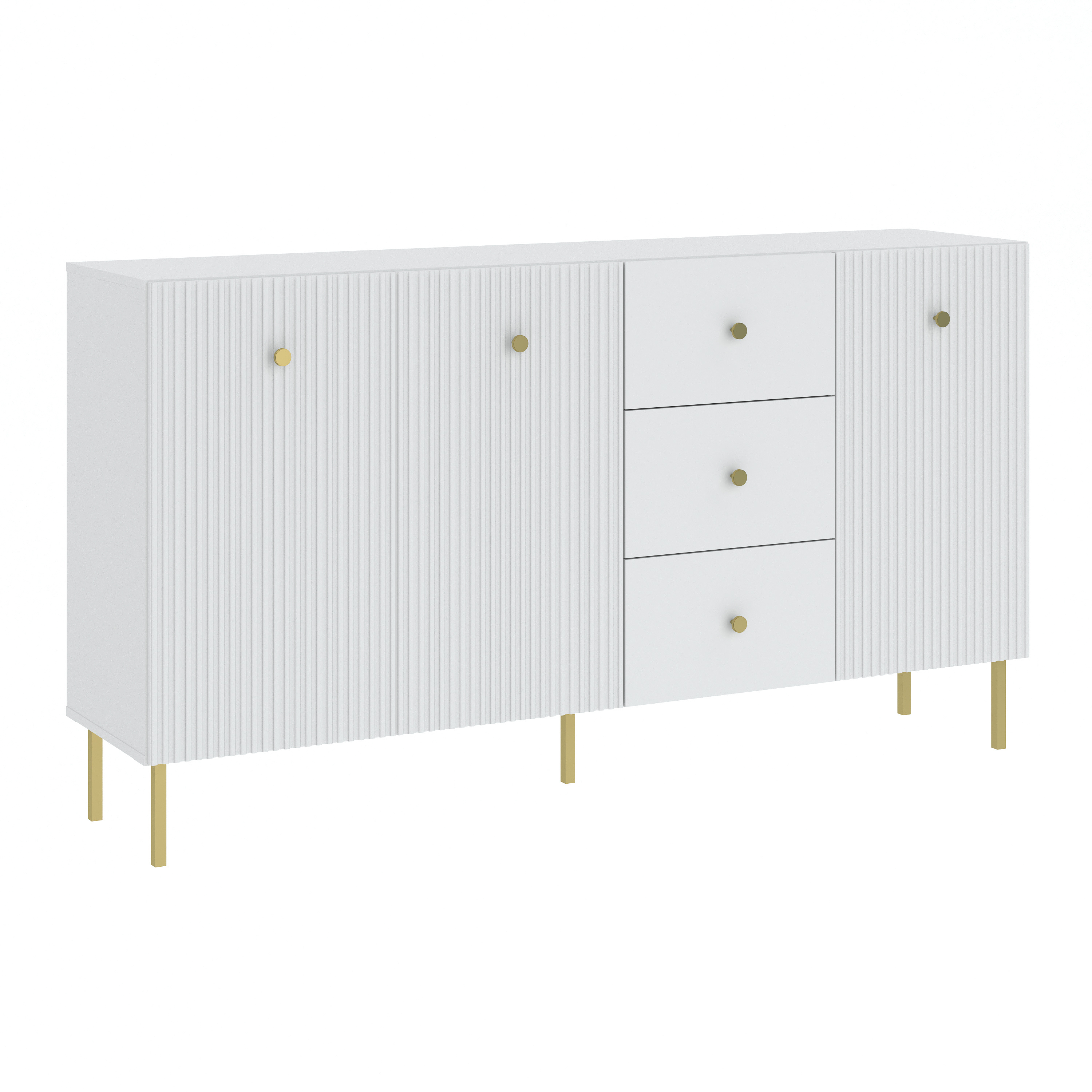 VENETI Kombinierte breite Kommode HASKEL 2 - weiß + gold 057-10-00006