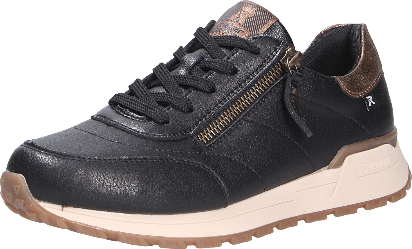 Rieker Damen Sneaker, schwarz(schwarzschwarzantik), Gr. 43 W0604-00