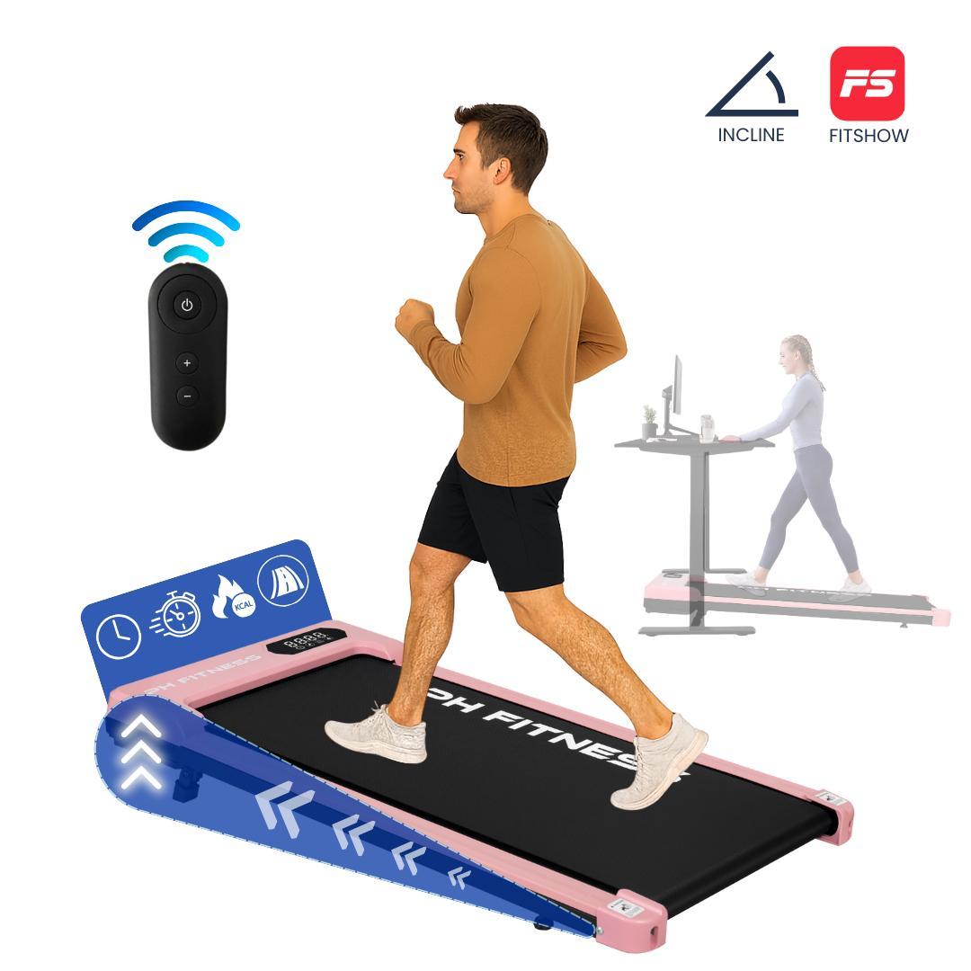 PH Fitness B1S skladací bežecký pás - WalkingPad pre domácnosť a kanceláriu - 1,3 hp motor, 1-8 km/h, 100 kg - diaľkové ovládanie, manuálny sklon, Bluetooth, LCD