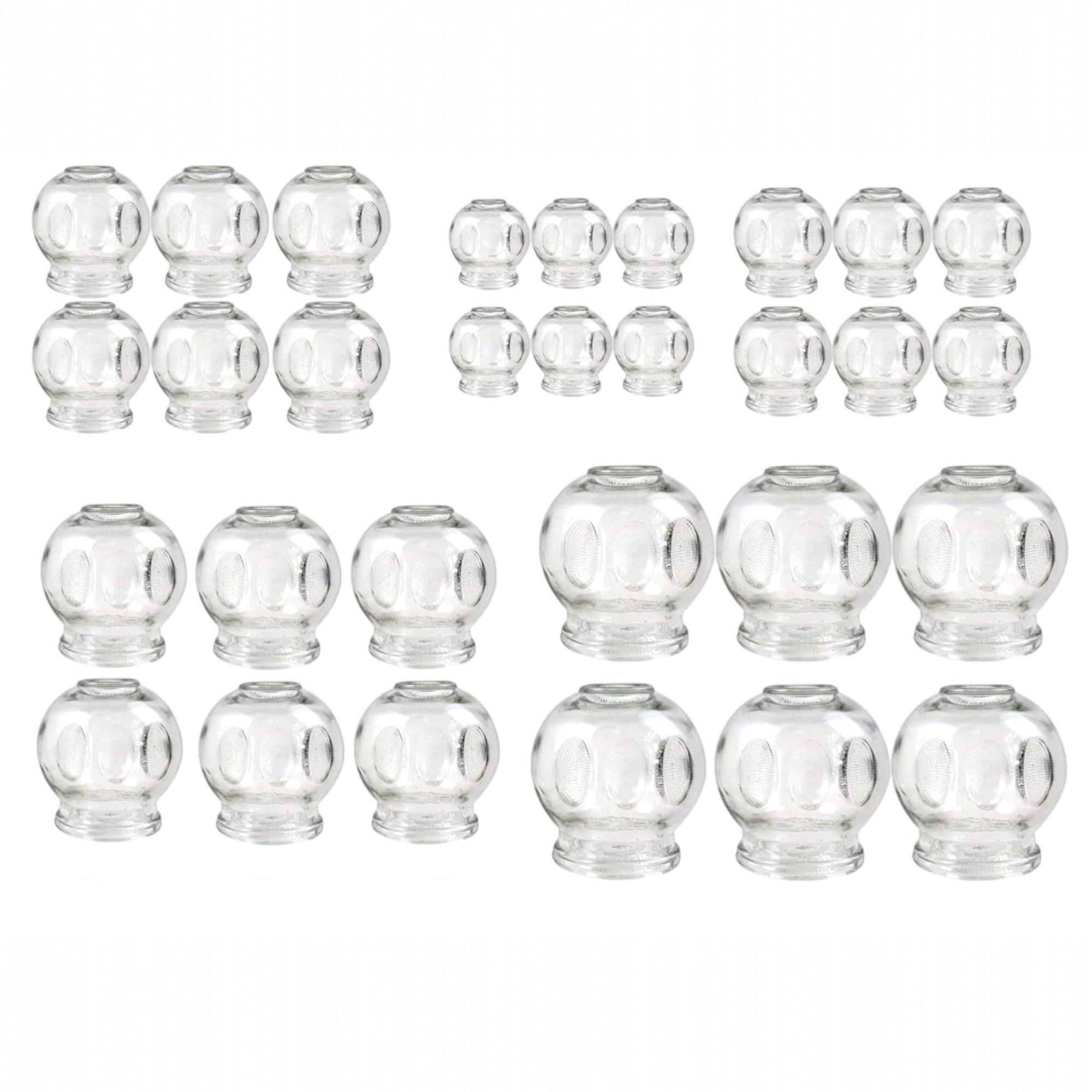 Kai 30 Schröpfgläser Set aus Glas in 5 Größen, Cupping, Wellness Vakuum Massage, Glas Schröpfset für Entspannung, Schröpfen Schröpfmassage Glasschröpfen