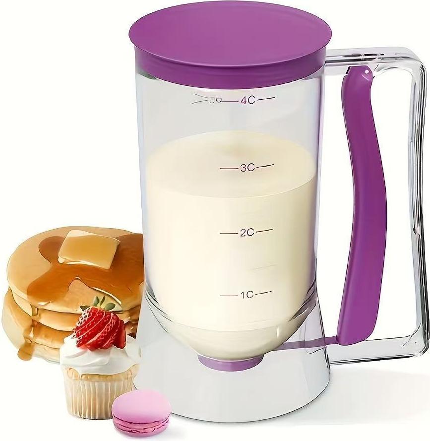 Zimilo Batter Dispenser Teigspender Messbecher Handheld Kuchen Backwerkzeug PP DIY Teigportionierer für Muffins Cupcakes Pfannkuchen, Lila