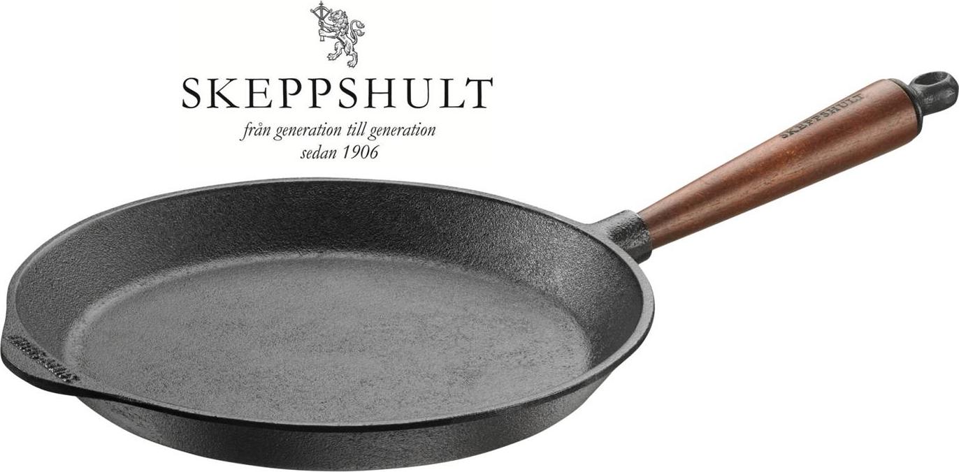 Skeppshult Gusseisen Bratpfanne Ø 28 cm mit Walnussholzgriff