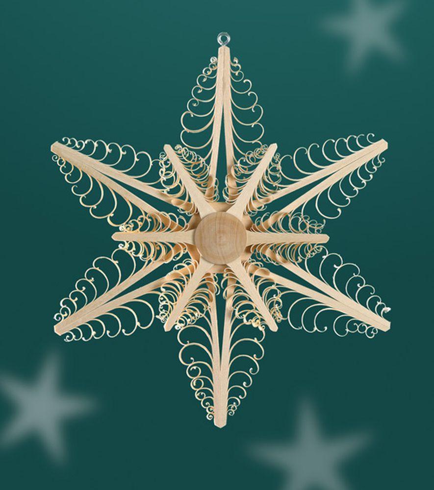 Herstellung von Baum- & Fensterschmuck Martina Rudolph Fensterschmuck Spanstern Mitte mit Stern Beidseitig BxHxT=24x24x3,5cm NEU 110