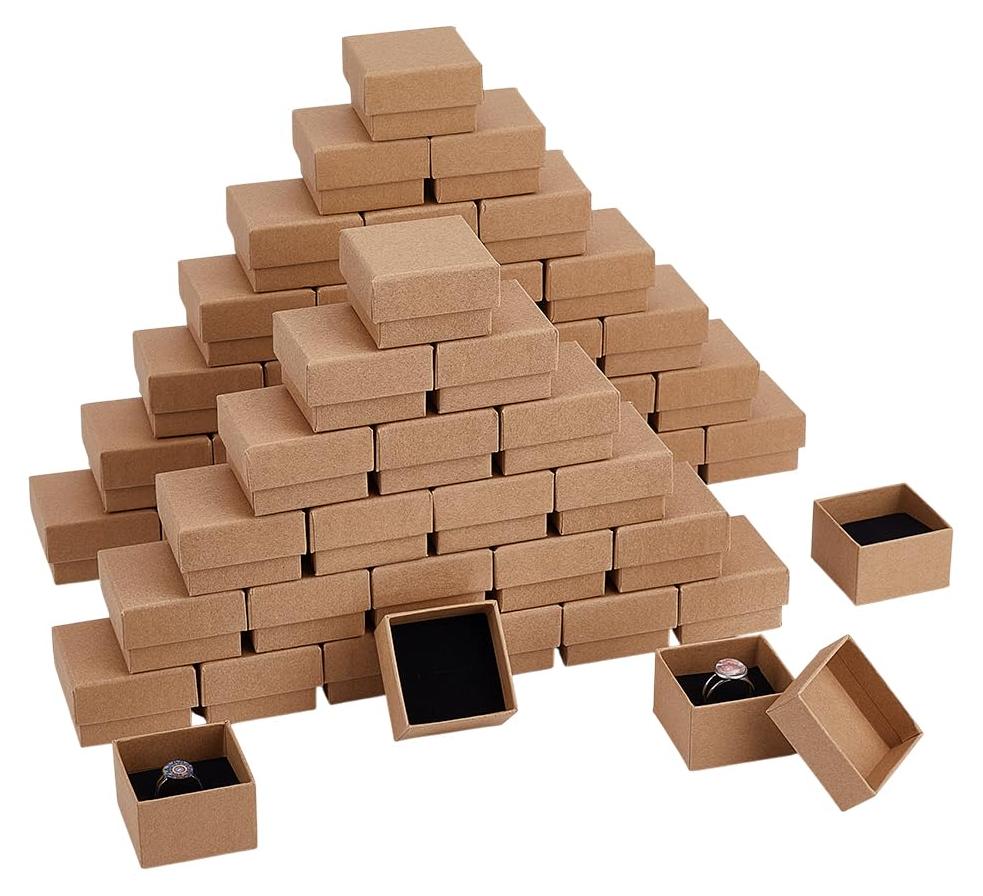 Dripio 60er-Pack kleine Kraft-Schmuckdosen, 5x5x3,2 cm, quadratisch