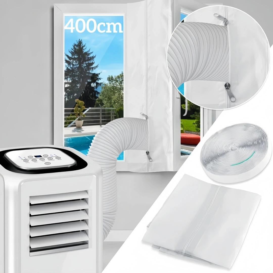 VHV 400 cm Fensterabdichtung für mobile Klimaanlagen,Wäschetrockner, Ablufttrockner, Kein Bohren, Hitzeschutz, für Fenster & Dachfenster, Weiß