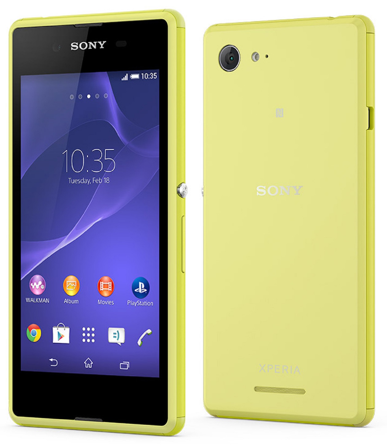 Sony Xperia E3, 11,4 cm (4.5"), 1 GB, 4 GB, 5 MP, Android 4.4, Limetka