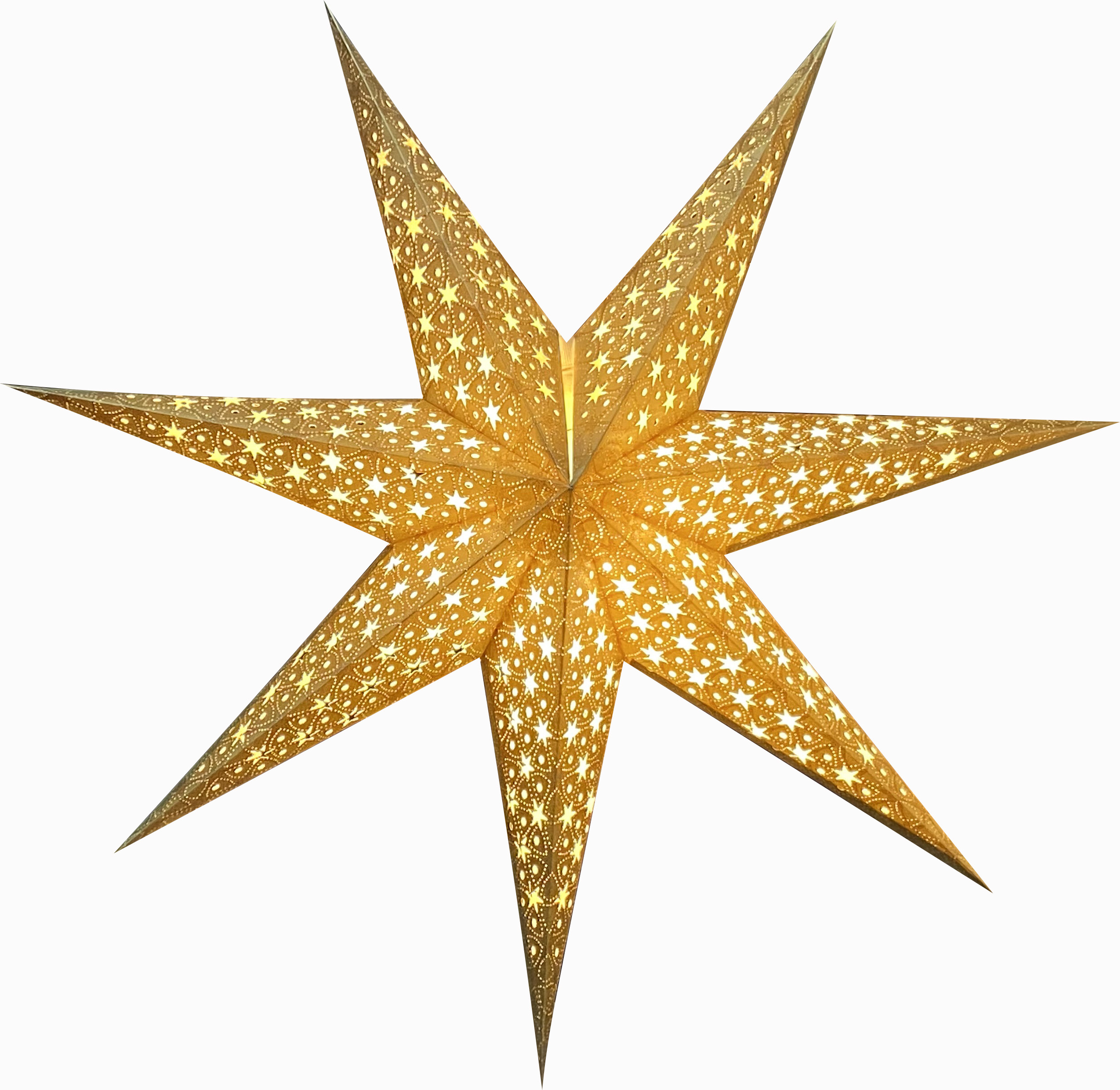 Guru-Shop Faltbarer Advents Leucht Papierstern, Weihnachtsstern 60 cm - Milenka Gold, Papiersterne 60 cm 53403