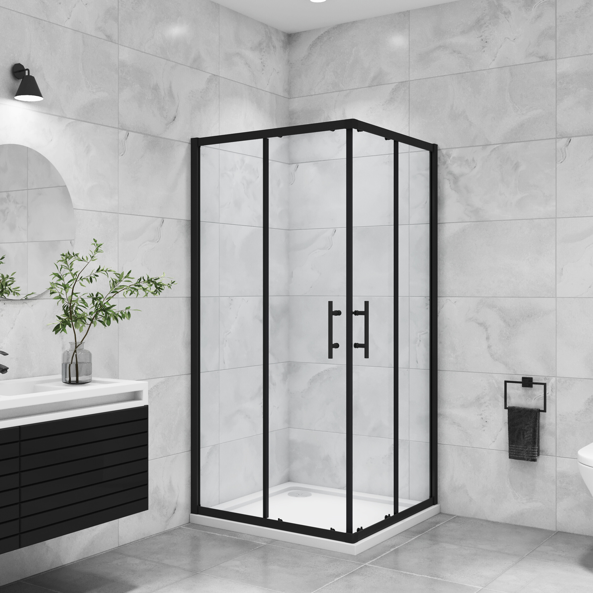 80x80x195cm Schwarze Eckeinstieg | Kaufland.de