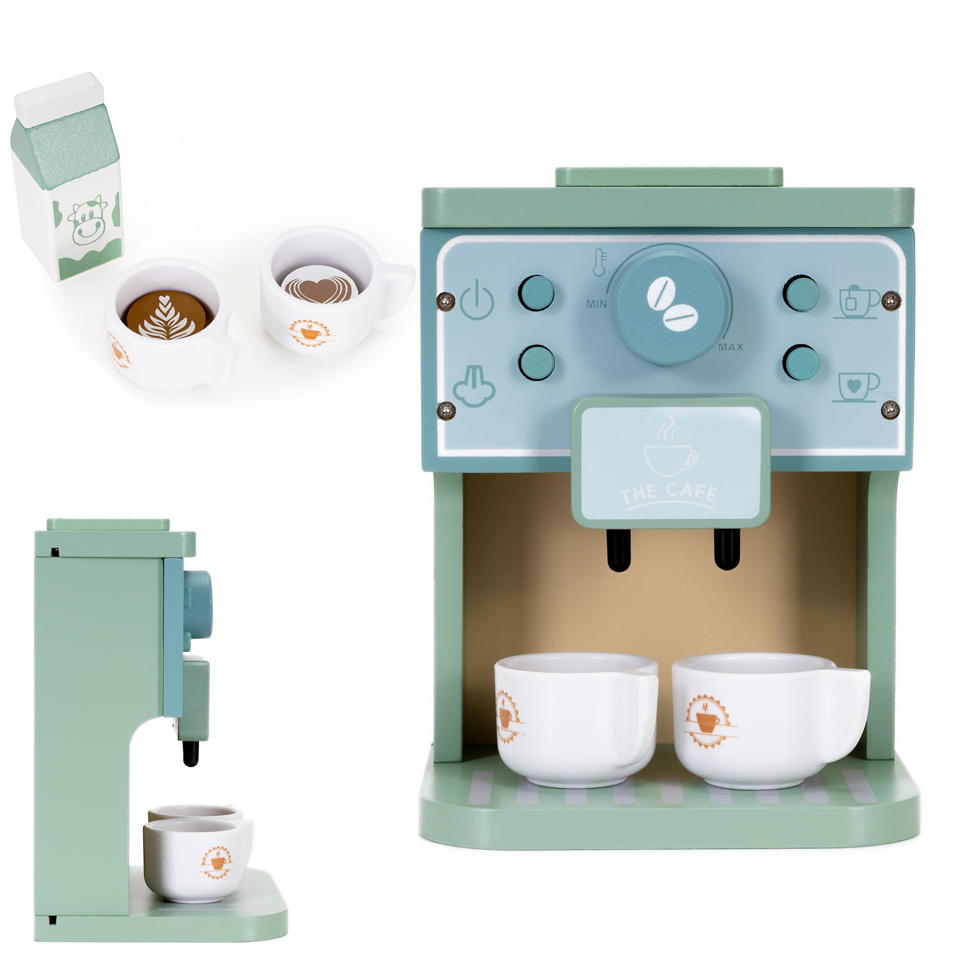 Springos® Holz-Kaffeemaschine für Kinder | Barista-Set mit Zubehör KG0055