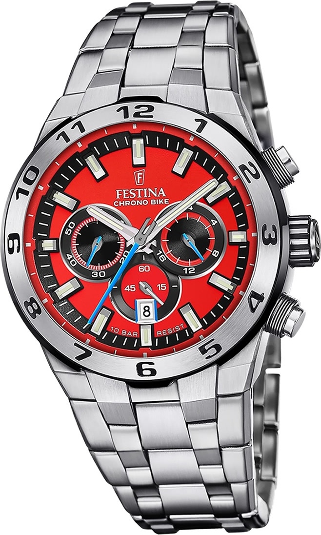 Pánske hodinky Festina z ušľachtilej ocele strieborné Náramkové hodinky Festina Chrono Bike D2UF20670/5