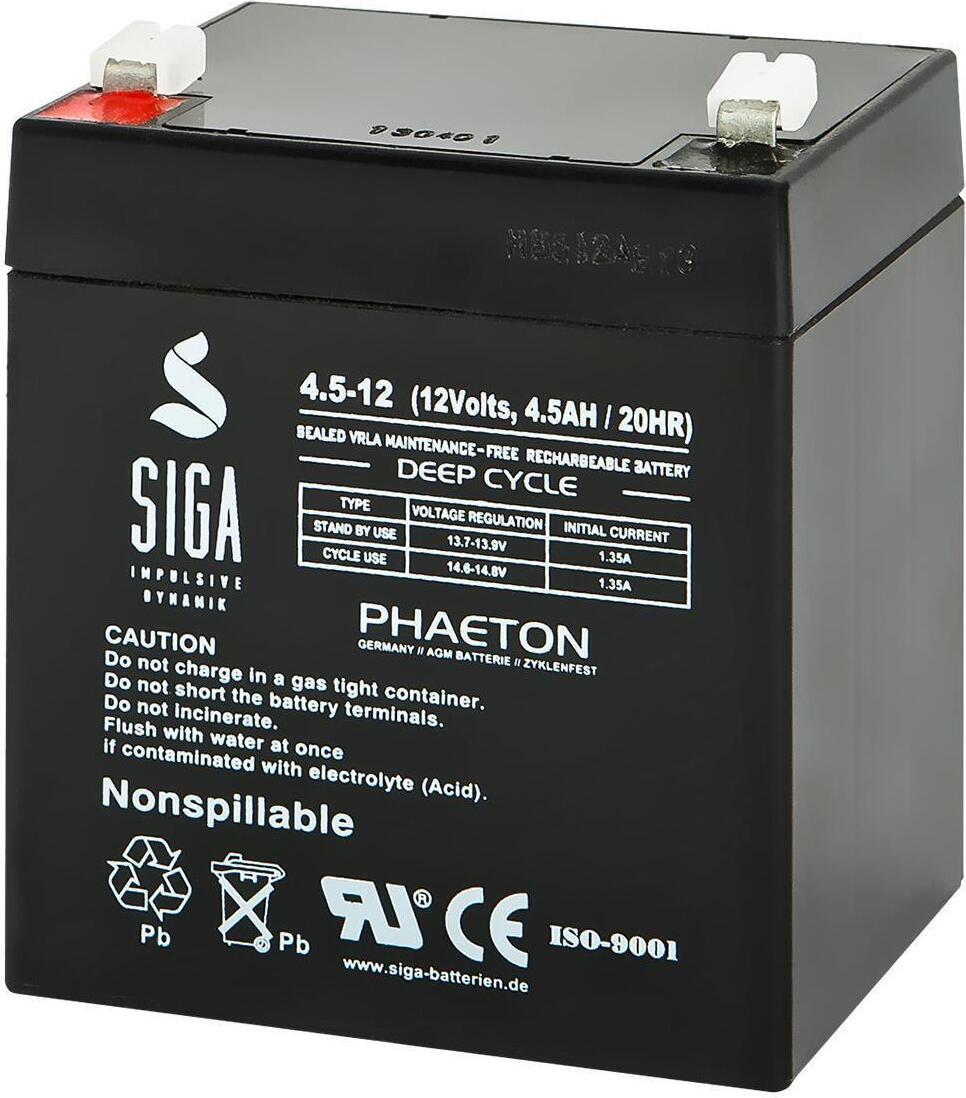 SIGA IMPULSIVE DYNAMIK SIGA Phaeton AGM Deep Cycle Akku 4,5Ah 12V S4,5-128