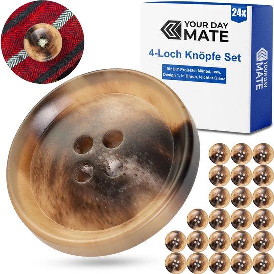 OEM Kunstharz-Nähknöpfe, 24 Stück, 4-fach, 17,9 mm, braun, Polyester, 28L, Winterjacken, Mantelknöpfe, DIY-Kunstharzknöpfe 2026