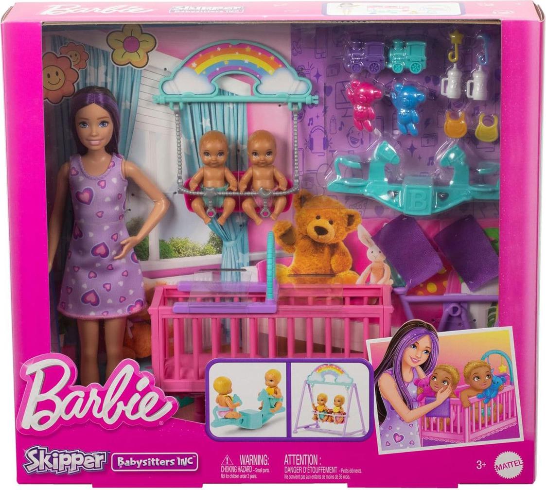 Mattel HXM99 - Barbie - Skipper Babysitters Inc - Kinderzimmerspielset mit Puppen und Zubehör