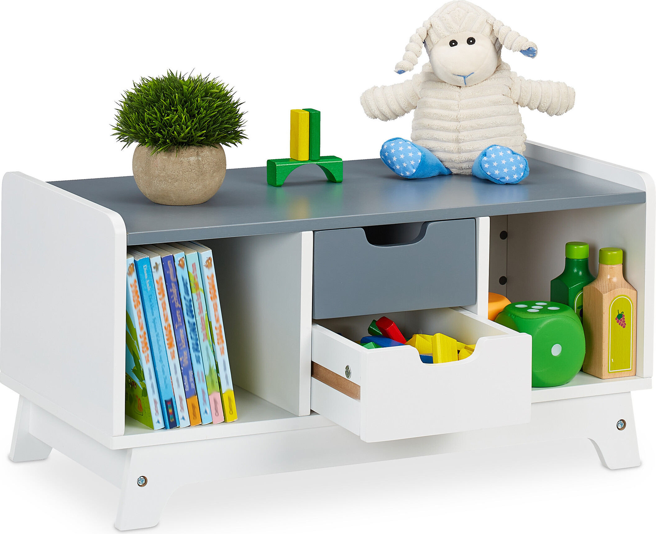 Relaxdays Kinderregal Mit 8 Boxen - Großes Spielzeugregal Weiß 94x139cm