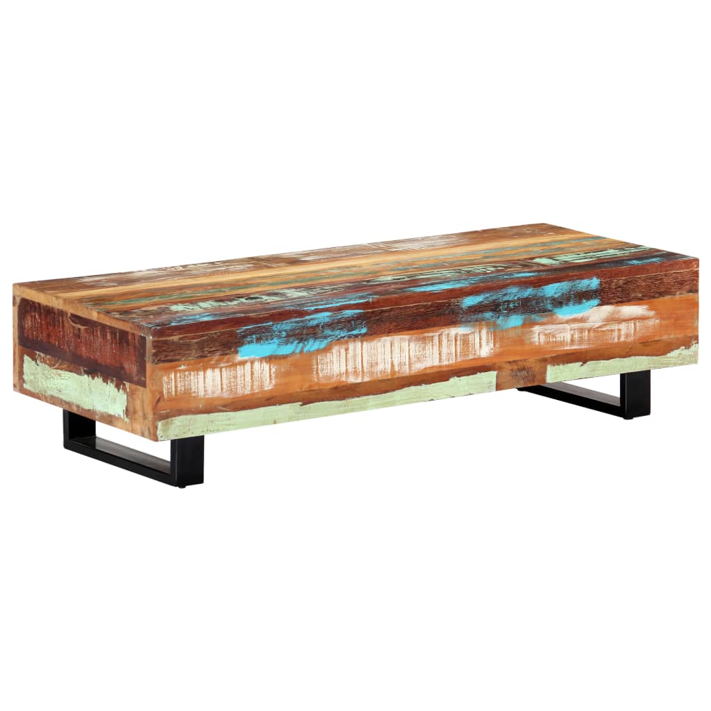 vidaXL Konferenčný stolík 120x50x30 cm Masívne staré drevo a oceľ
