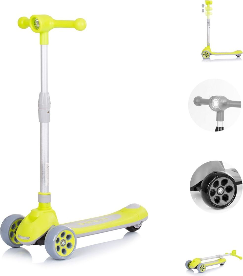 Chipolino Kinderroller Orbit 3 LED-Räder Bremse Lenker höhenverstellbar klappbar grün DSORB0232GR