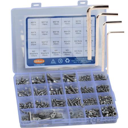 Rumbigo Sechskantschrauben Sortiment 660-teilig, Edelstahl M3-M6, Muttern & Unterlegscheiben 6678