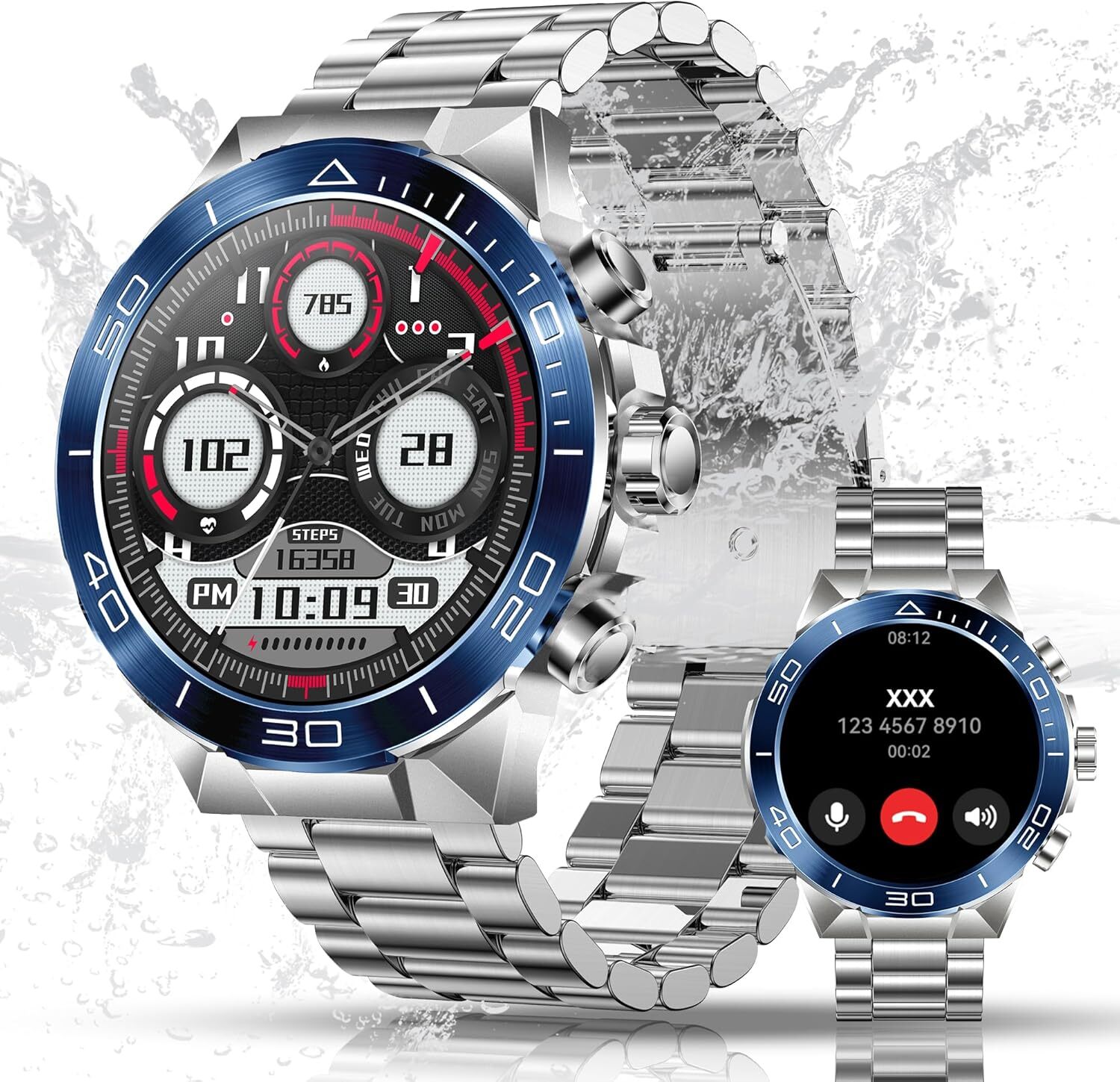 ELEJAFE Herren Smartwatch AMOLED HD mit Telefonfunktion, 130+ Sportmodi, Fitnessuhr, Fitnesstracker mit Herzfrequenz, SpO2-Schlafmonitor IP68 wasserdichte