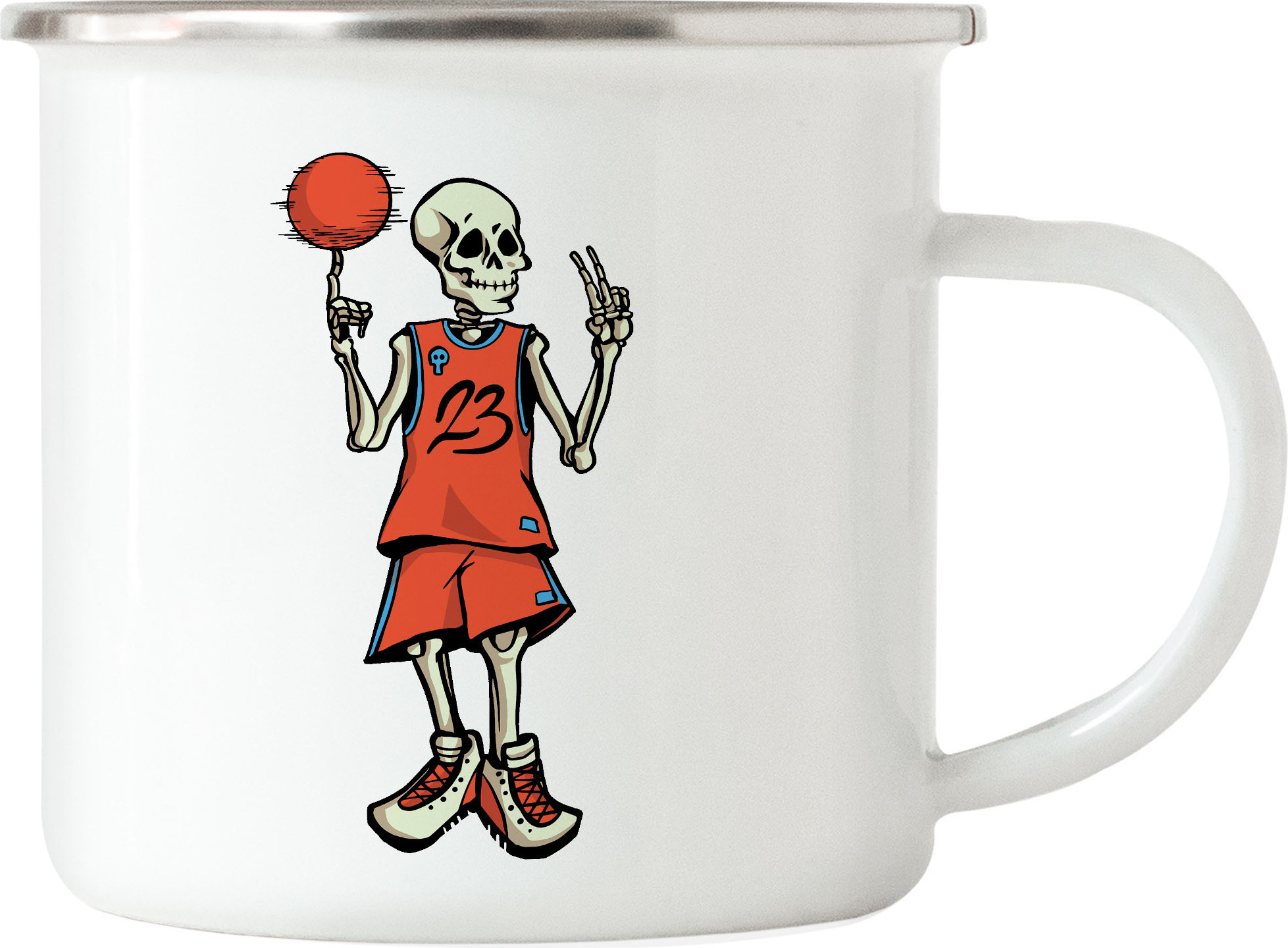 Hey!Print Basketball Emaille Tasse Sport Mannschaft Spieler Basket Korb Teamsport Gewinner Ballsport Jersey Team Mannschaftssport HP-1787-E