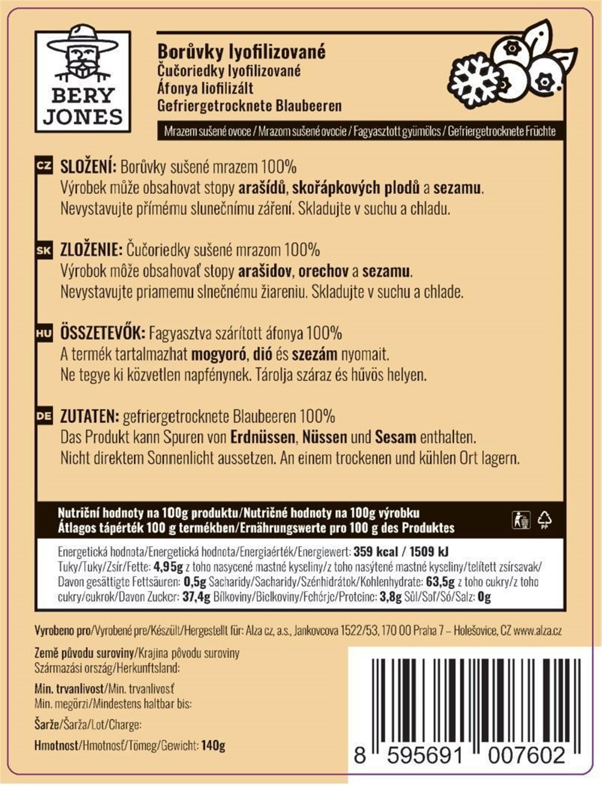 Bery Jones Heidelbeeren gefriergetrocknet 140g