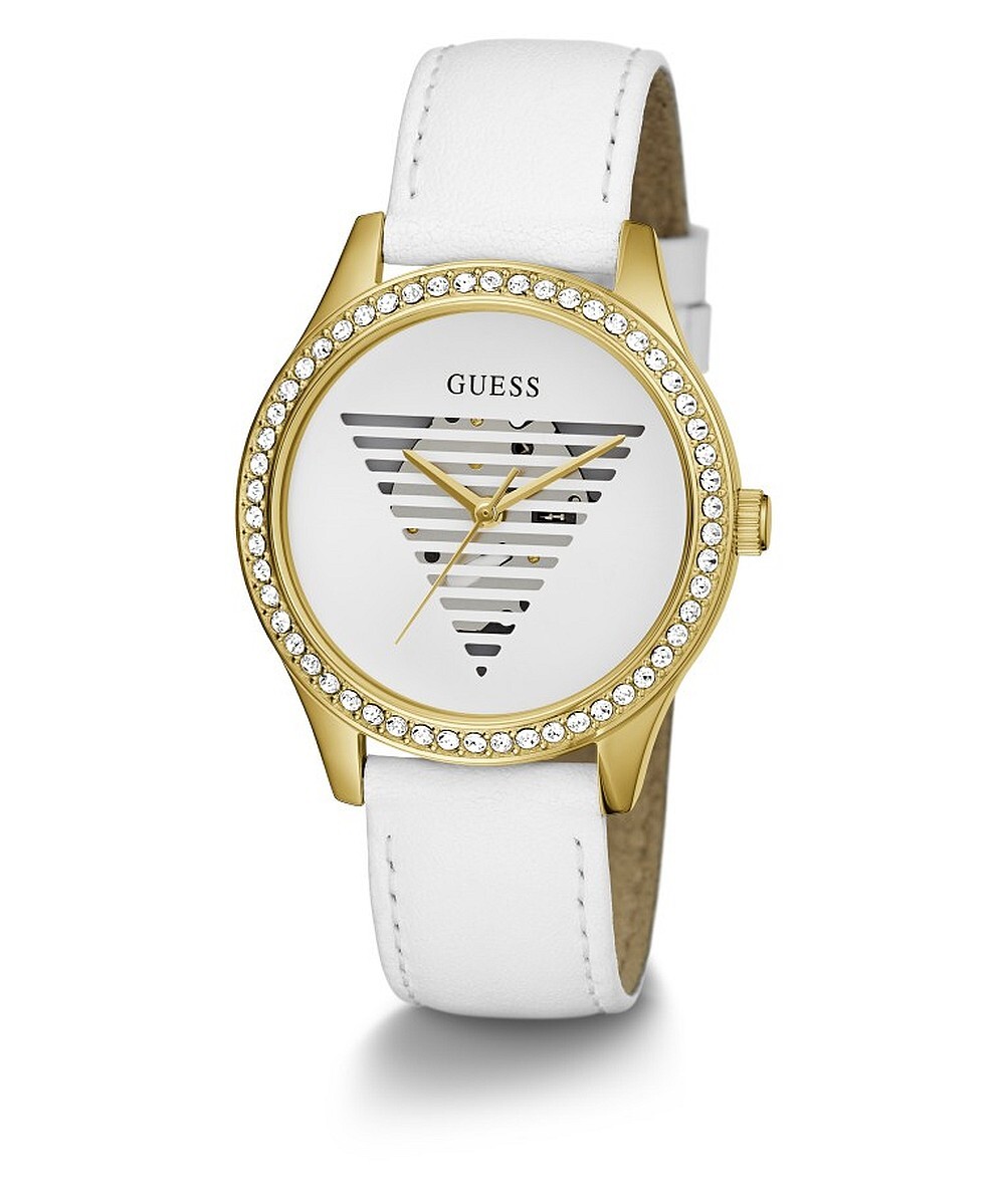 Dámske náramkové hodinky Guess LADY IDOL s koženým remienkom biele 38 mm GW0596L1